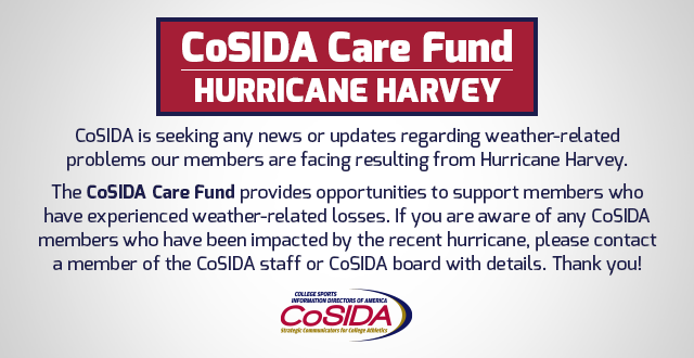 CoSIDA Seeks Updates On Members Affected By Hurricane Harvey